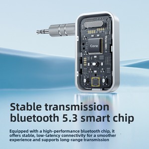 Transmisor y <span class=keywords><strong>Receptor</strong></span> 2 en 1 BT 5.2, Adaptador de Audio Inalámbrico AUX de 3.5mm para Auto, TV, Altavoz, <span class=keywords><strong>con</strong></span> Llamadas Manos Libres - Product Image 4