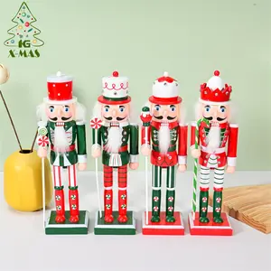 KG Weihnachten Großhandel Navidad Weihnachts kascanueces 25cm Rot Grün Süßigkeiten Holz Nussknacker Ornamente Holz Soldat Nussknacker