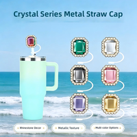 Capuchons et manchons en silicone métallique anti-poussière style cristal les plus vendus pour accessoires de pailles de tasses