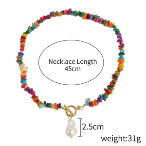 2024 fashion colorful stone beaded natural stone design sense necklace for women