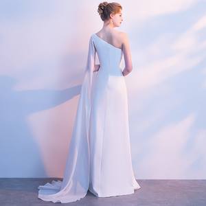 SWS651 المرأة الصيف الشمبانيا التجارة الرسمية مزاجه طويل مساء فستان حفلة موسيقية - Product Image 3