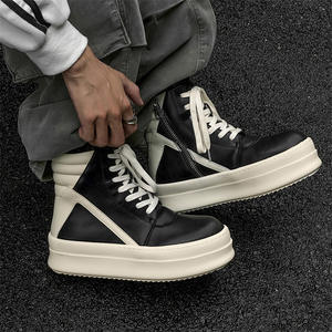 025 2026 Nouveau style Chaussures de marche et de course à plateforme triangulaire inversée à lacets pour hommes Automne Hiver Noir Blanc Mode Mixte - Product Image 4