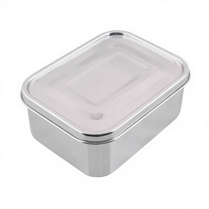 Durable Food Grade Stainless Steel Rectangle Bento <b>Lunch</b> <b>Box</b> 1-3L Dishwasher Safe Freshness Preservation Classic Design - Product Image 1