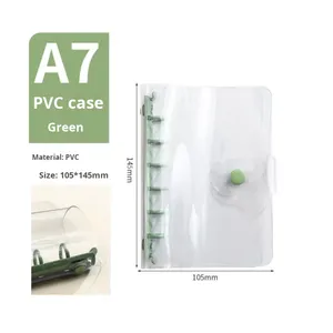 Carnet de notes rechargeable en PVC coloré transparent avec reliure à boucle, format A5/A6/A7, sans logo/design graphique - Product Image 6