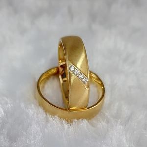 卸売18kゴールドメッキジュエリー約束結婚指輪カップルセットステンレス鋼anel anillos eheringe bague mariage - Product Image 5