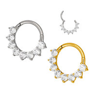 Segment de bijoux de mode anneaux de nez articulés ASTM F136 titane Zircon anneau de nez bijoux fins piercings cerceau anneau boucle d'oreille
