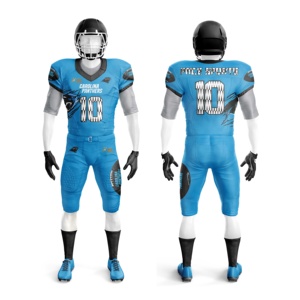 Uniformes de football américain à manches courtes entièrement personnalisables par sublimation, respirants, de haute qualité, 100% polyester, coupe extensible - Product Image 3