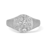 Bague chevalière en argent sterling 925 plaqué or 14 carats avec pinceau mat en zircon pavé unique