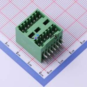DB2ERH-2.5-2*7P-GN Plug-in Terminal Block Bent Lead Through Hole,P=2.5mm Board-to-Board / Socket - Closed 2x7P 2.5mm Green - Product Image 1