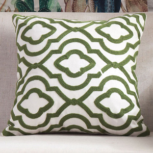 Federa Decorativa in Cotone Ricamato con Motivo a Foglia 18 * 18 Pollici Verde Oliva <span class=keywords><strong>Design</strong></span> Elegante - Product Image 3