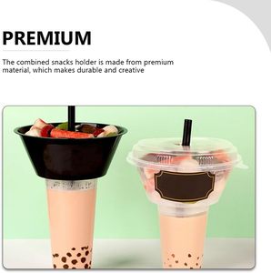 Caja de Embalaje para Comida para Llevar, Bandeja Desechable 2 en 1 para Aperitivos y Bebidas, Tazón con Vaso, 500ml/700ml, PP Transparente, Logotipo Personalizado OEM/ODM - Product Image 3