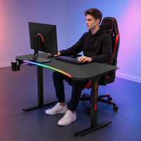 Bureau de travail ergonomique commercial AOR, bureau de jeu électrique à réglage mémoire, bureau assis-debout noir à mémoire de position, réglage électrique en hauteur