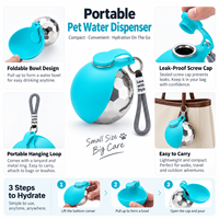 Bouteille d'eau portable 2-en-1 pour chien, 10 oz, en acier inoxydable 304, avec bol surélevé pliable en silicone et couvercle à sangle pour la promenade en extérieur