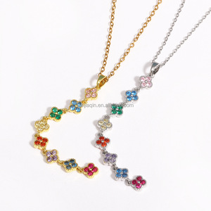 Collana da Donna alla Moda in Acciaio Inossidabile con Zirconio, Placcata in Oro 18k - Gioiello Resistente allo Sbiadimento, Vendita all'Ingrosso - Product Image 5