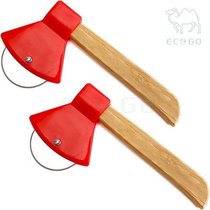 Utensilios de Cocina de Plástico Personalizados, Cortador de Pizza Profesional con Cuchilla, Cortador de Pizza Tipo Hacha de Madera con Mango de Bambú - Product Image 1
