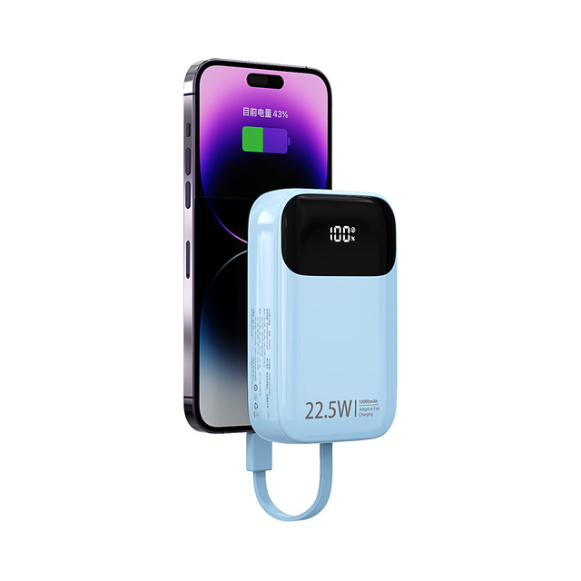 New Design 22.5W Fast Charging 20000 MAh Power Bank Large Capacity Comes With Cables LED Display