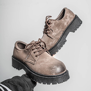 2026 New Men's Casual Leather Shoes Low Top Wear-resistant Leather Upper Four Seasons Work Shoes Thick Sole Shoes - Product Image 1