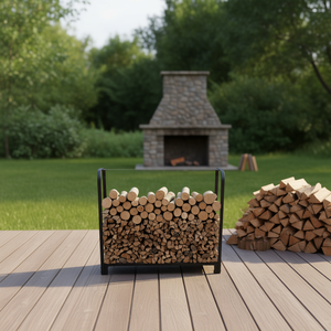 DB Artibear 4ft support de bois de chauffage en fonte robuste intérieur et extérieur en métal stockage de pieux de bois empileur porte-bûches - Product Image 2