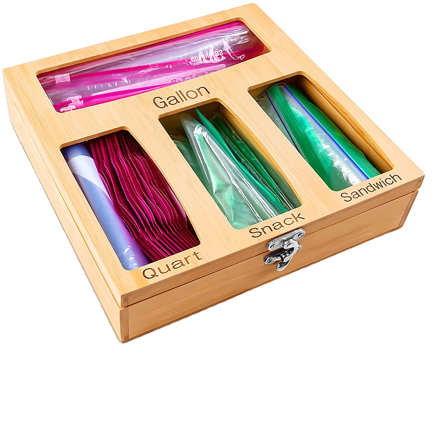 Деревянный ящик для хранения кухни, органайзеры для больших вещей, Бамбуковая сумка на молнии, органайзер для хранения ящиков