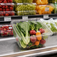 Boîte à fruits et légumes transparente en PET, écologique, très vendue, pour l'emballage alimentaire, salades, sushis, sandwichs