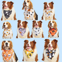 Accessoire d'Halloween pour chien Écharpe décorative Bavoir pour animaux de compagnie en hiver Motif animal imprimé HD en polyester pour chats