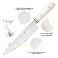 Ensemble de 7 couteaux de chef en acier inoxydable avec lame droite, couteau Santoku, couteau à trancher, couteau utilitaire, couteau à fruits et ciseaux avec bloc de rangement