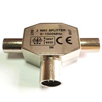 Répartiteur TV 2 voies avec boîtier en métal Ancable RF Coax Adapter Connector 1 Female Jack to 2 Male Plug