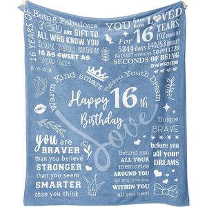 Couverture en flanelle avec citations d'anniversaire, couverture de sieste légère et respirante pour la chaleur hivernale, impression personnalisée - Product Image 6