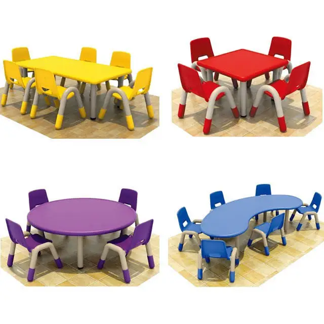 ZOIFUN-juegos de muebles para niños de preescolar, mesas y sillas de plástico