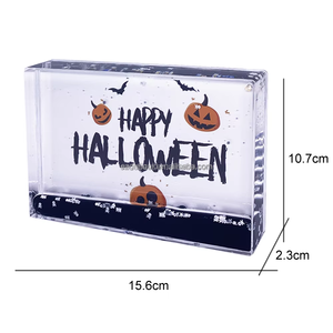 Hallowmas Citrouille Drôle Festival Halloween Cadres Photo 4x6 En Plastique Rectangle En Forme De Paillettes Chatoyantes Cadre Liquide pour Les Vacances - Product Image 4