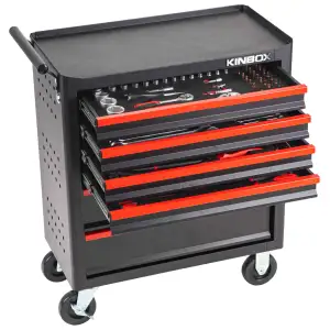 Kinbox Car Repair Hand Trolley Cabinet Complete Tool Chest with Workshop Tools