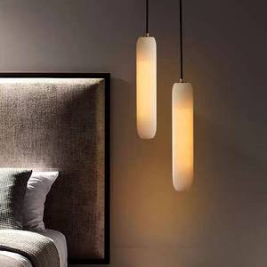 <span class=keywords><strong>Luminaire</strong></span> <span class=keywords><strong>suspendu</strong></span> LED en marbre doré de luxe léger, design moderne, lustre en albâtre côtelé <span class=keywords><strong>pour</strong></span> bar, chambre à coucher, chevet - Product Image 1