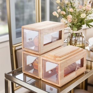 Présentoir à Desserts En Bois - Lot De 4 étagères Empilables, Rangement Organisé Pour Buffet, Mariage, Maison