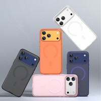 Nouvelle coque magnétique bleu clair deux-en-un avec gaufrage pour iPhone 18 Pro et 17, style Ins, design anti-chute