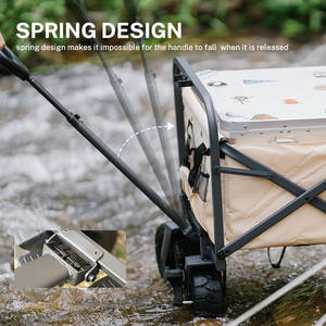 STARRYHEART Outdoor Camping Folding Telescopic Trailer Small <b>Wagon</b> with Simple Camp Canopy Steel and Carbon Handle PVC Material - Product Image 4