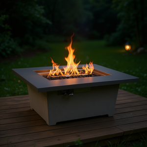 Table de foyer carrée en acier Corten Db Steel, au gaz naturel, 40000 Btu, chauffage de jardin extérieur au design moderne avec couvercle - Product Image 2