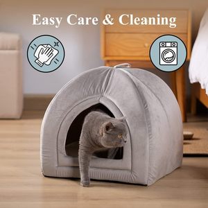 Tempat tidur kucing dalam ruangan, tempat tidur hewan peliharaan 2 dalam 1, tempat tidur kucing kecil atau anjing-Gua hewan, tenda kucing - Product Image 2