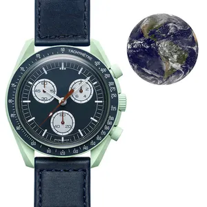 ساعة القمر 42mm الهبوط على القمر سبيدماسترز الفاخرة التلقائي الميكانيكية ساعة كرونوغراف الرجال ووتش
