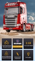2026 Huina 1:18 Scania 770S Camión Tractor RC con Plataforma Plana 2.4GHz 19 Canales Control Remoto con Luces LED y Sonido RTR