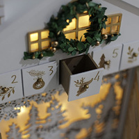 Calendrier de l'Avent de Noël en bois avec LED, 24 jours, boîte cadeau au design européen pour la décoration de la maison et du bureau