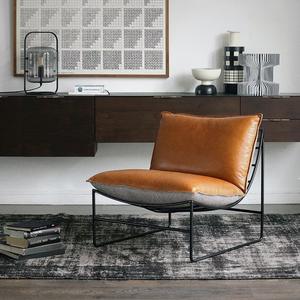 As Is Well Known Single <b>Sofa</b> Chair Black Leather And Metal Frame Comfortable Lounge Chair For Office Bedroom Study - Product Image 2