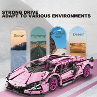 18 Pièces Ensembles de Blocs de Construction Drift Little Pink Cow, Modèle de Voiture de Course en Plastique ABS à l'Échelle 1:14, Jouet pour Enfants de 5 à 7 Ans, Cadeau Unisexe