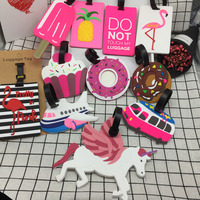 Étiquettes de bagages en PVC souple de haute qualité, personnalisées, avec motifs de dessins animés, breloques pour sacs en forme de crème glacée et d'unicornes, et étiquettes pour cartes d'embarquement d'avion