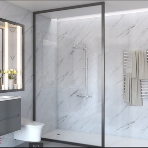 Úc Thị Trường Kích Thước Lớn 1000Mm Rộng 10Mm Dày Hiện Đại Bằng Đá Cẩm Thạch Trắng Phòng Tắm Nội Thất Trang Trí PVC Ốp Không Thấm Nước - Product Image 3