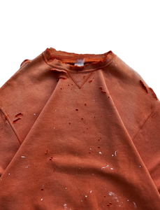 <span class=keywords><strong>Felpa</strong></span> girocollo da uomo vintage lavata <span class=keywords><strong>arancione</strong></span> effetto distressed con schizzi di vernice, top <span class=keywords><strong>oversize</strong></span> streetwear - Product Image 4