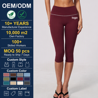 Leggings de yoga capri taille haute personnalisés pour femmes, séchage rapide, respirants, effet ventre plat, pantalons de sport, vêtements de sport