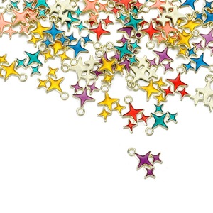 Star Shape Alloy Pendants Mixed Colors For <b>Bracelet</b> Making Jewelry Findings AC1460 - Product Image 1