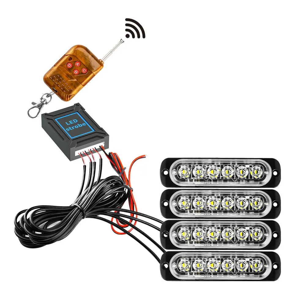 DXZ ไฟฉุกเฉินรถยนต์12V 4in1 LED,อุปกรณ์แต่งรถไฟ DRL รถควบคุมระยะไกลไร้สายไฟวิ่งกลางวัน