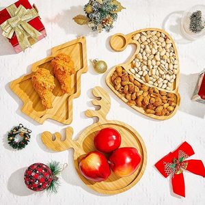 Modern Custom Christmas Reindeer Wooden Dinner <strong>Plates</strong> Solid Design Dinner <strong>Wood</strong> <strong>Plates</strong> for Baby's Eating Dishes - Product Image 3