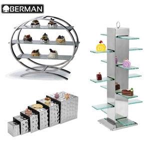 Thiết Bị Phục Vụ Sang Trọng Giá Thực Phẩm Đứng Miễn Phí Phục Vụ Hiển Thị Khán Đài Thép Không Gỉ <span class=keywords><strong>Buffet</strong></span> Độ Cao - Product Image 1